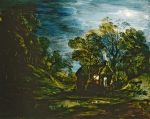 Cottage in maanlicht